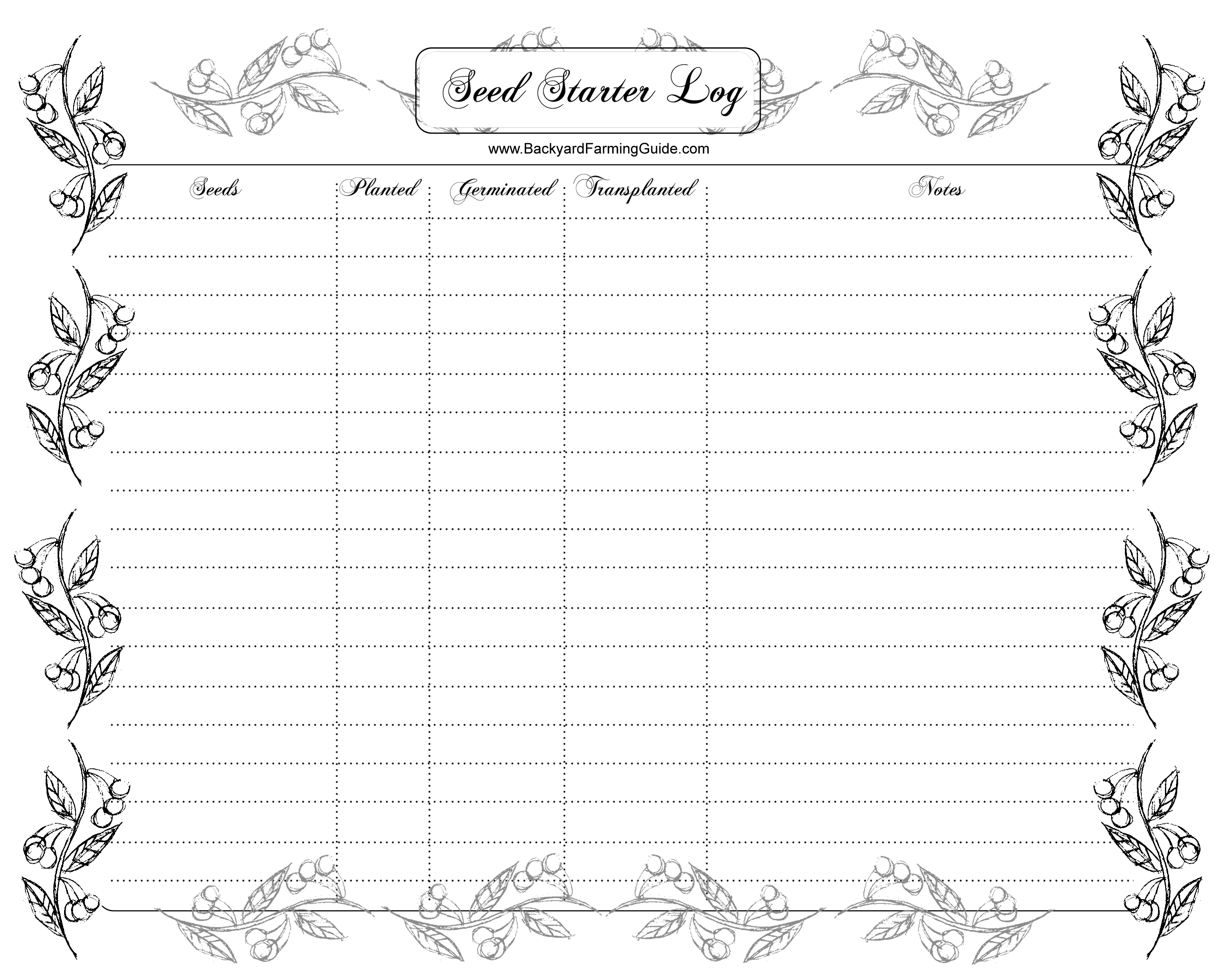 garden diary planner template